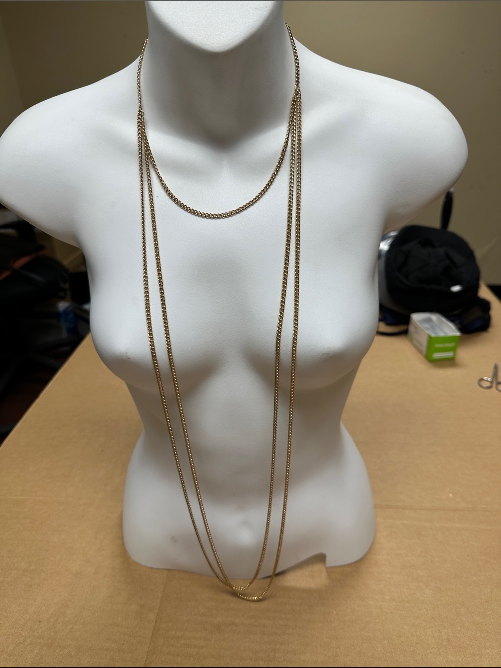 #156, NWT Guess/Marciano Long Gold Layered Chain Necklace